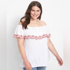 Swing Ruffle Off-The-Shoulder Knit Top